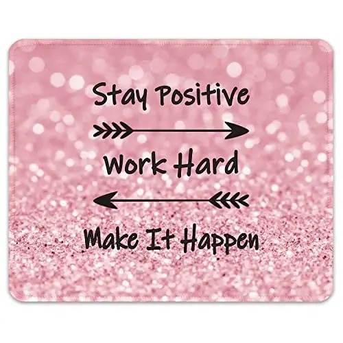 Auhoahsil Mouse Pad, 12 x 10 in Thick Rubber Premium-Textured Non-Slip Stitched Edges Waterproof Square Mouse Mat with Cute Pattern for Gaming Work Computer Office, Larger, Work Hard - AUHOAHSIL