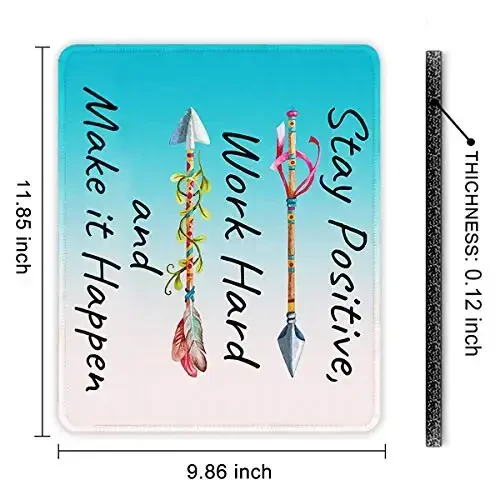 Auhoahsil Mouse Pad, 12 x 10 in Thick Rubber Premium-Textured Non-Slip Stitched Edges Waterproof Square Mouse Mat with Cute Pattern for Gaming Work Computer Office, Larger, Inspirational Quotes - 7