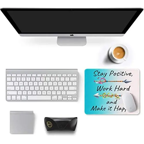 Auhoahsil Mouse Pad, 12 x 10 in Thick Rubber Premium-Textured Non-Slip Stitched Edges Waterproof Square Mouse Mat with Cute Pattern for Gaming Work Computer Office, Larger, Inspirational Quotes - 3