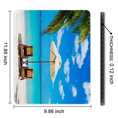 Auhoahsil Mouse Pad, 12 x 10 in Beach Theme Computer Mouse Pad for Desk, Premium-Textured Non-Slip Rubber Stitched Edges Waterproof Square Mouse Mat for Gaming Work Wireless Mice, Blue - 7
