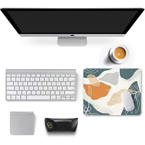 Auhoahsil Mouse Pad, 12 x 10 in Abstract Art Theme Computer Mouse Pad for Desk, Premium-Textured Non-Slip Rubber Stitched Edges Waterproof Square Mouse Mat for Gaming Work Wireless Mice, Blue - 3