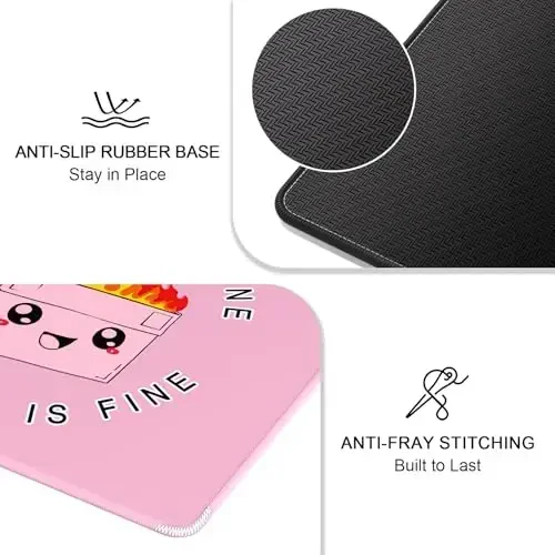 Auhoahsil Mouse Pad, 12 x 10 in Dumpster on Fire Computer Mouse Pad for Desk, Premium-Textured Non-Slip Rubber Stitched Edges Waterproof Square Mouse Mat for Gaming Work Wireless Mice, It's Fine - 5