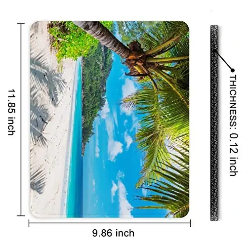 Auhoahsil Mouse Pad, 12 x 10 in Summer Beach Theme Computer Mouse Pad for Desk, Premium-Textured Non-Slip Rubber Stitched Edges Waterproof Square Mouse Mat for Gaming Work Wireless Mice, Blue - 7