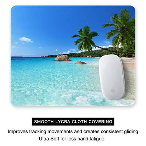 Auhoahsil Mouse Pad, Square Beach Style Anti-Slip Rubber Mousepad with Stitched Edges for Gaming Office Laptop Computer Men Women Kids, Cute Custom Pattern Mouse Mat, Beach and Coconut Trees Design - 4