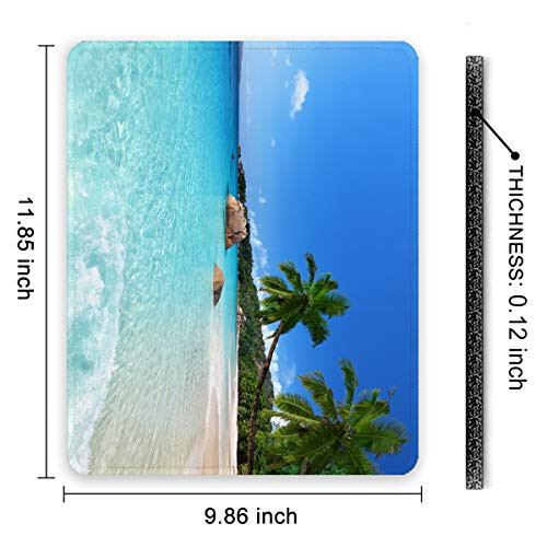 Auhoahsil Mouse Pad, Square Beach Style Anti-Slip Rubber Mousepad with Stitched Edges for Gaming Office Laptop Computer Men Women Kids, Cute Custom Pattern Mouse Mat, Beach and Coconut Trees Design - 10