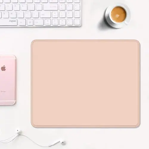 Auhoahsil sichqoncha yostig'i, 12 x 10 dyuymli kvadrat sichqoncha yostig'i, 3 mm qalinlikdagi kauchuk sichqoncha matosi, chiroyli dizaynli, o'yin ishlari ofis simsiz sichqonchasi erkaklar ayollar uchun toymaydigan premium teksturali, to'q sariq pushti - 2