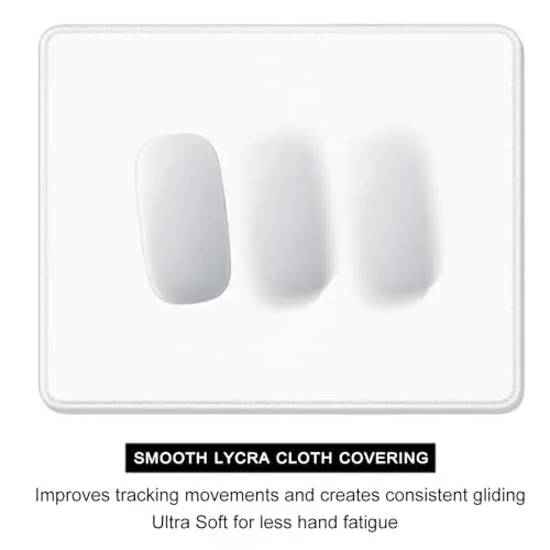 Auhoahsil White Mouse Pad, 12 x 10 dyuymli kvadrat sichqoncha yostig'i, 3 mm qalinlikdagi kauchuk sichqoncha matosi, chiroyli dizaynli, o'yin ishlari uchun sirpanmaydigan to'qimali simsiz sichqoncha erkaklar ayollar - 4