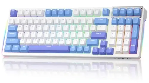 AULA Mechanical Keyboard, Wireless Gaming Keyboards 99 Keys Tri-Mode BT5.0/2.4GHz/USB-C Hot Swappable Custom Creamy Keyboard,RGB Backlit Computer Keyboards w/Pre-lubed Linear Switches Gasket Structure - 5
