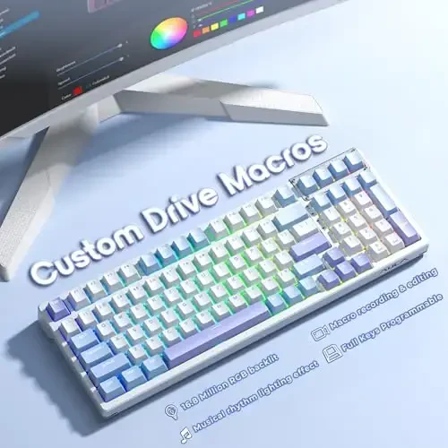 AULA Mechanical Keyboard, Wireless Gaming Keyboards 99 Keys Tri-Mode BT5.0/2.4GHz/USB-C Hot Swappable Custom Creamy Keyboard,RGB Backlit Computer Keyboards w/Pre-lubed Linear Switches Gasket Structure - AULA