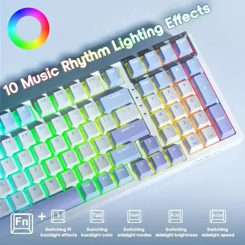 AULA Mechanical Keyboard, Wireless Gaming Keyboards 99 Keys Tri-Mode BT5.0/2.4GHz/USB-C Hot Swappable Custom Creamy Keyboard,RGB Backlit Computer Keyboards w/Pre-lubed Linear Switches Gasket Structure - 4