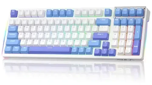 AULA Mechanical Keyboard, Wireless Gaming Keyboards 99 Keys Tri-Mode BT5.0/2.4GHz/USB-C Hot Swappable Custom Creamy Keyboard,RGB Backlit Computer Keyboards w/Pre-lubed Linear Switches Gasket Structure - 5