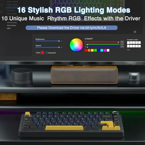 AULA F75 75% simsiz mexanik klaviatura, issiq almashtiriladigan kremli klaviatura, oldindan moylangan Greywood kalitlari RGB yoritgichli oʻyin klaviaturalari, 2,4 GHz/Type-C/BT5.0 (Cool Black) - 5
