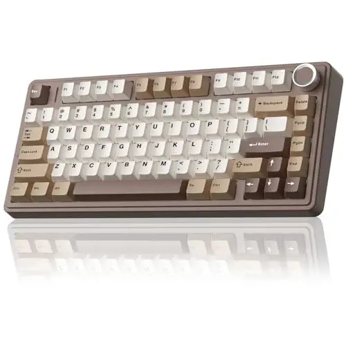 AULA F75 75% Wireless Mechanical Keyboard, Hot Swappable Creamy Keyboard, Pre-lubed Linear Switches, 2.4GHz/Type-C/BT5.0, RGB Backlit Gaming Keyboards(White&Brown) - 1