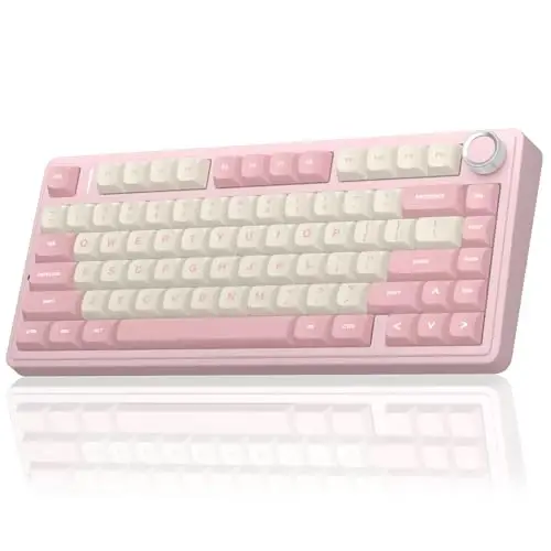 AULA F75 75% Wireless Mechanical Keyboard, Hot Swappable Pink Creamy Keyboard, Pre-lubed Linear Switches, PBT Keycaps, 2.4GHz/Type-C/BT5.0, RGB Backlit Computer Gaming Keyboards for Office/Laptop/PC 