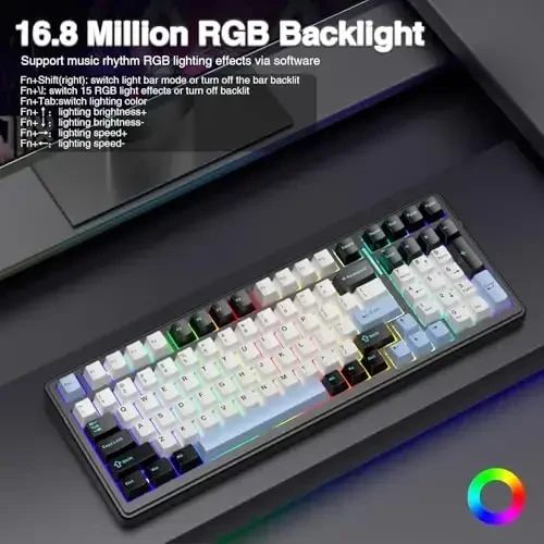 AULA F99 Wireless Mechanical Keyboard, Tri-Mode BT5.0/2.4GHz/USB-C Hot Swappable Custom Keyboard, Pre-lubed Linear Switches, RGB Backlit Gaming Keyboards for PC/Tablet/Xbox/PS4/PS5 - 6