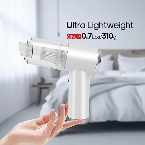 Auloea Mini Cordless Handheld Vacuum for Car, Keyboard, Laptop, Home, White | Quick Cleanups, Tight Spaces, USB-C Rechargeable, Easy Storage, Office, Cup Holders, Seat Gaps, Window Tracks - 3