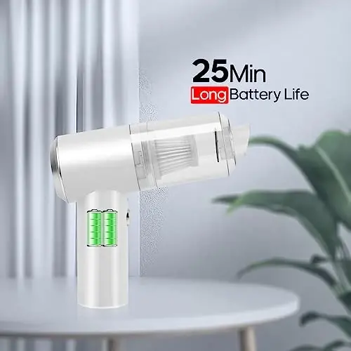 Auloea Mini Cordless Handheld Vacuum for Car, Keyboard, Laptop, Home, White | Quick Cleanups, Tight Spaces, USB-C Rechargeable, Easy Storage, Office, Cup Holders, Seat Gaps, Window Tracks - 4