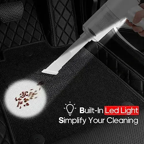 Auloea Mini Car Vacuum Cleaner(4500 pa) Portable Cordless Rechargeable,Tiny Handheld Vacuum, Computer Hand Vacuum for Keyboard and Laptop, Mini Hand Held Vac for Car and Home /V01/White - 6