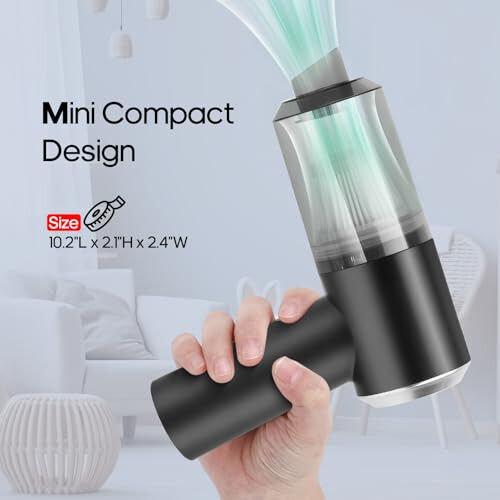 Auloea Mini Portable Vacuum Cleaner, Keyboard Wireless Handheld Vacuum with Brush Motor 4500PA High Power and TypeC, for Car, Office and Home Cleaning /V01/Black - Auloea (1)