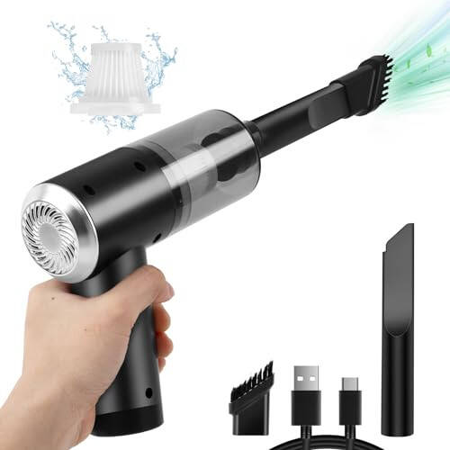 Auloea Mini Portable Vacuum Cleaner, Keyboard Wireless Handheld Vacuum with Brush Motor 4500PA High Power and TypeC, for Car,Office and Home Cleaning /V01/Black - 1