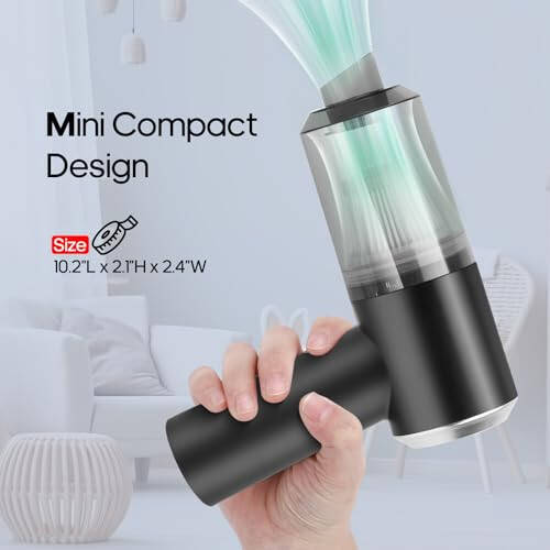 Auloea Mini Portable Vacuum Cleaner, Keyboard Wireless Handheld Vacuum with Brush Motor 4500PA High Power and TypeC, for Car,Office and Home Cleaning /V01/Black - 2