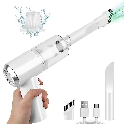 Auloea Mini Cordless Handheld Vacuum for Car, Keyboard, Laptop, Home, White | Quick Cleanups, Tight Spaces, USB-C Rechargeable, Easy Storage, Office, Cup Holders, Seat Gaps, Window Tracks 