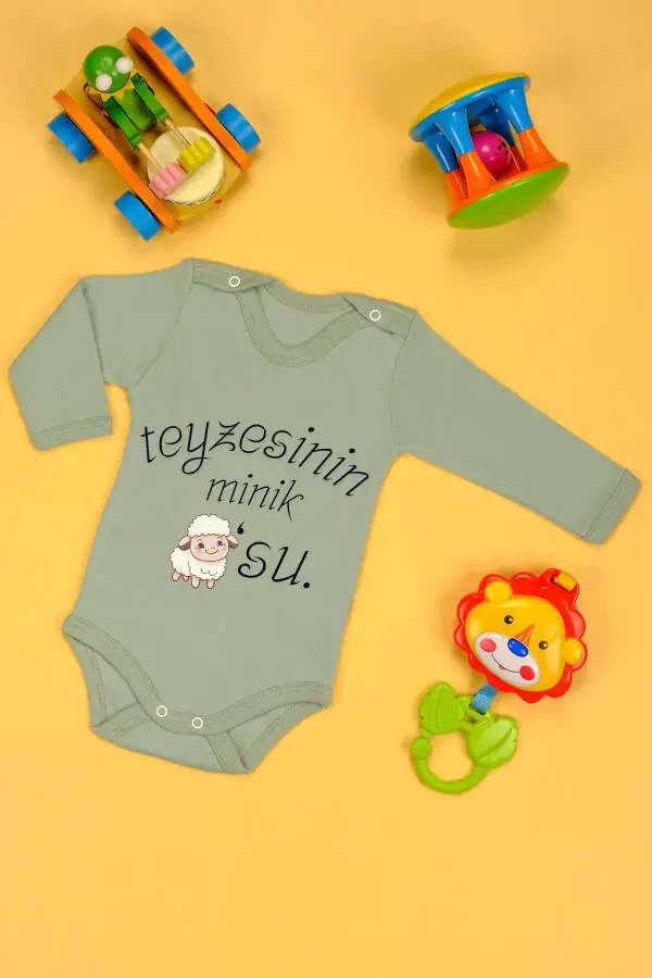 Aunt's Little Lamb Printed Long Sleeve Cotton Bodysuit - 1