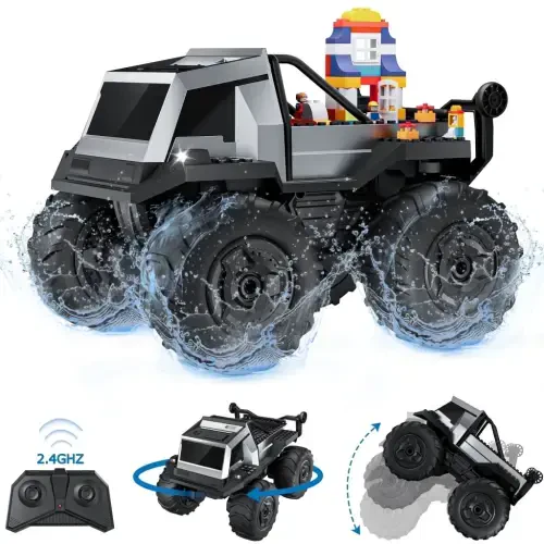 AUOSHI 1:16 Amphibious Remote Control Car Toys Building Blocks RC Car for Boys All Terrain Off-Road Waterproof RC Truck Christmas Gifts for Kids Boys - 9