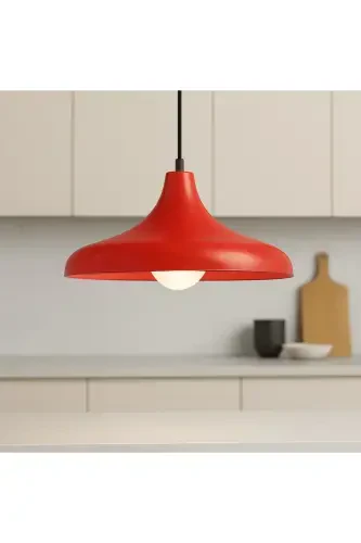 Aura Metal Single Red Pendant Chandelier Retro Model Modern Industrial Kitchen Hall Cafe Salon Chandelier-Red - 3