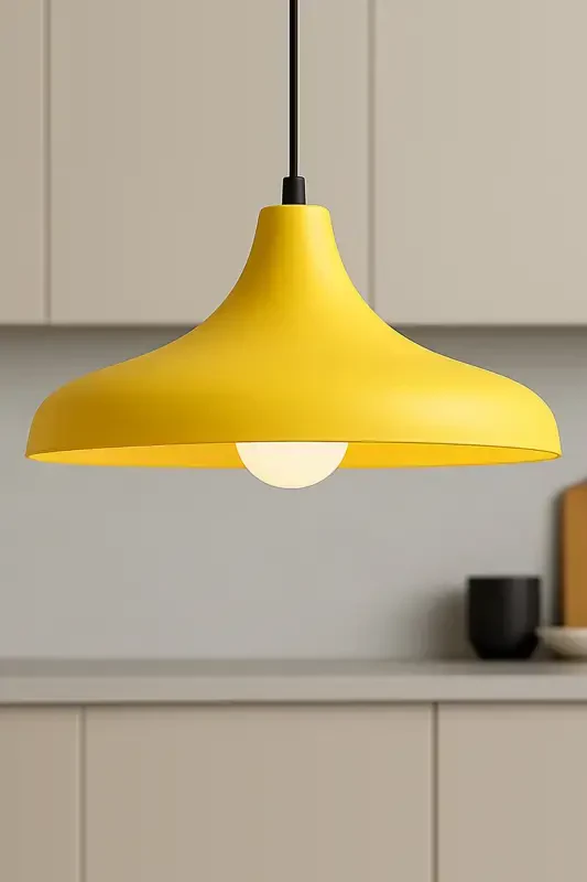Aura Metal Single Yellow Pendant Chandelier Retro Rustic Model Modern Industrial Kitchen Hall Cafe Salon Chandelier-Yellow - 1