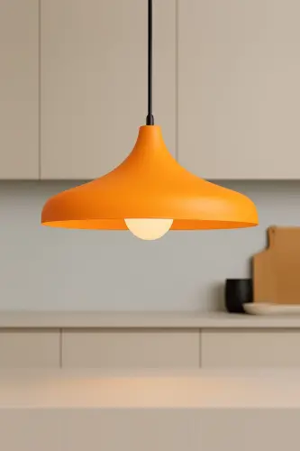 Aura Metal Yagona Apelsin Rangli Osma Chiroq Retro Model Zamonaviy Sanoat Oshxona Xoll Kafe Salon Chiroq - Apelsin 