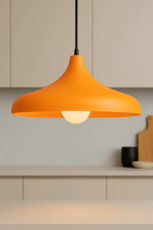 Aura Metal Yagona Apelsin Rangli Osma Chiroq Retro Model Zamonaviy Sanoat Oshxona Xoll Kafe Salon Chiroq - Apelsin - 2