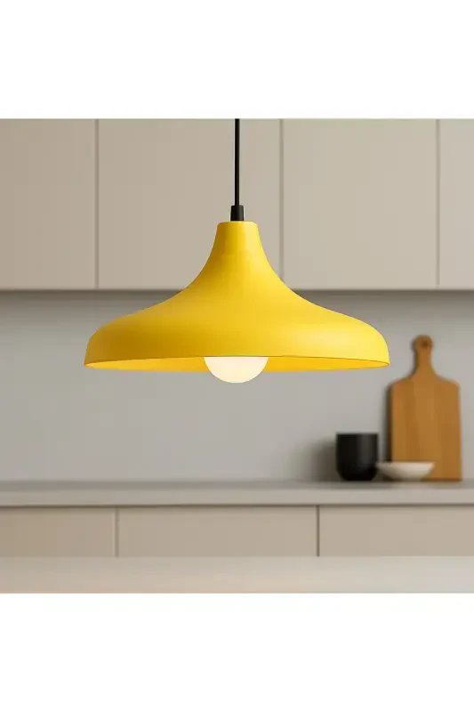 Aura Metal Yagona Sariq Osma Avize Retro Rustik Model Zamonaviy Sanoat Oshxona Xoli Kafe Salon Avize-Sariq - 2