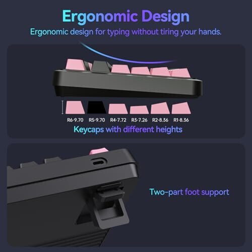 AUSDOM 98Pro Silent Wireless Mechanical Keyboard, Tri-Mode BT/2.4G/USB-C Hot Swappable Custom Quiet Keyboard with Backlit, Gasket Structure, PBT Keycaps,Pre-lubed Tactile Switches(Black & Pink-Silent) - 13