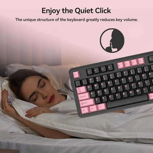 AUSDOM 98Pro Silent Wireless Mechanical Keyboard, Tri-Mode Bluetooth/2.4GHz/Type-C Hot Swappable Custom Keyboard with Backlit, Gasket Structure, Pre-lubed Tactile Switches (Black & Pink - Silent) - 16