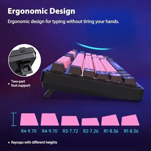 AUSDOM 98Pro simsiz mexanik klaviatura, Tri-Mode Bluetooth/2.4GHz/USB-C Gasket issiq almashtiriladigan maxsus o'yin klaviaturasi yoritgichli, PBT kalpaklar, chiziqli kalitlar, Windows/Mac/PC uchun (Manga Girl mavzusi) - 6