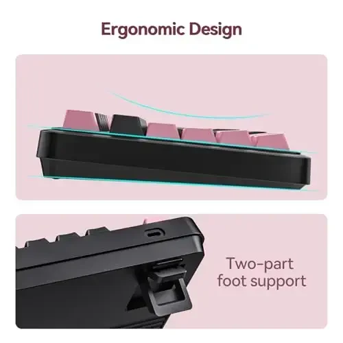 AUSDOM 98Pro Simsiz Mexanik Klaviatura, Tri-Rejim BT/2.4GHz/USB-C Issiq Almashtiriladigan Maxsus O'yin Klaviatura Orqa yoritgichli, Gasket Tuzilishi, Windows/Mac/PC uchun Chiziqli Kalitlar (Qora&Pushti 97tugma) - 6