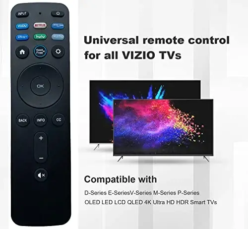 Ausoiuso Yangi Universal Masofaviy boshqarish, VIZIO D-Series M-Series P-Series V-Series UHD LED LCD Smart TVlar bilan mos keladi, Qisqa yo'l ilova tugmalari (Ovoz funktsiyasi yo'q) - GDFRHAO (1)