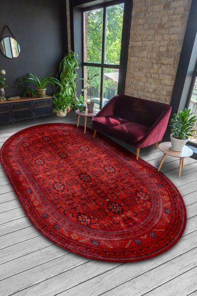 Authentic Eco Dot Non-Slip Washable Antibacterial Digital Print Oval Rug 