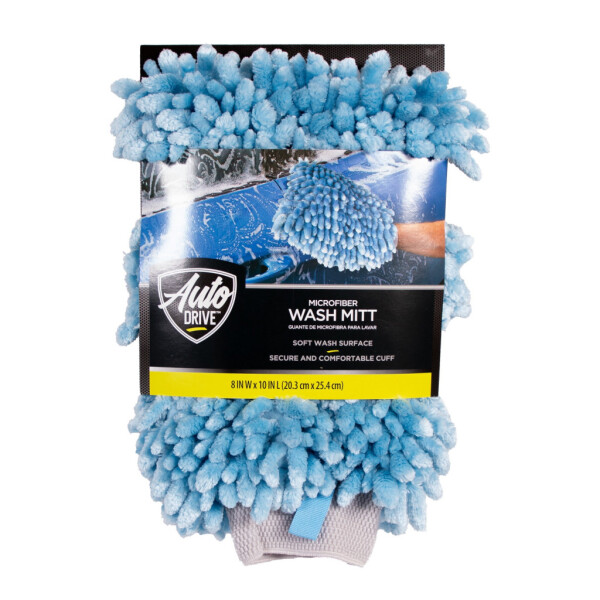 Auto Drive Car Wash Microfiber Mitt, Blue, 1 Count- - AUTO DRIVE