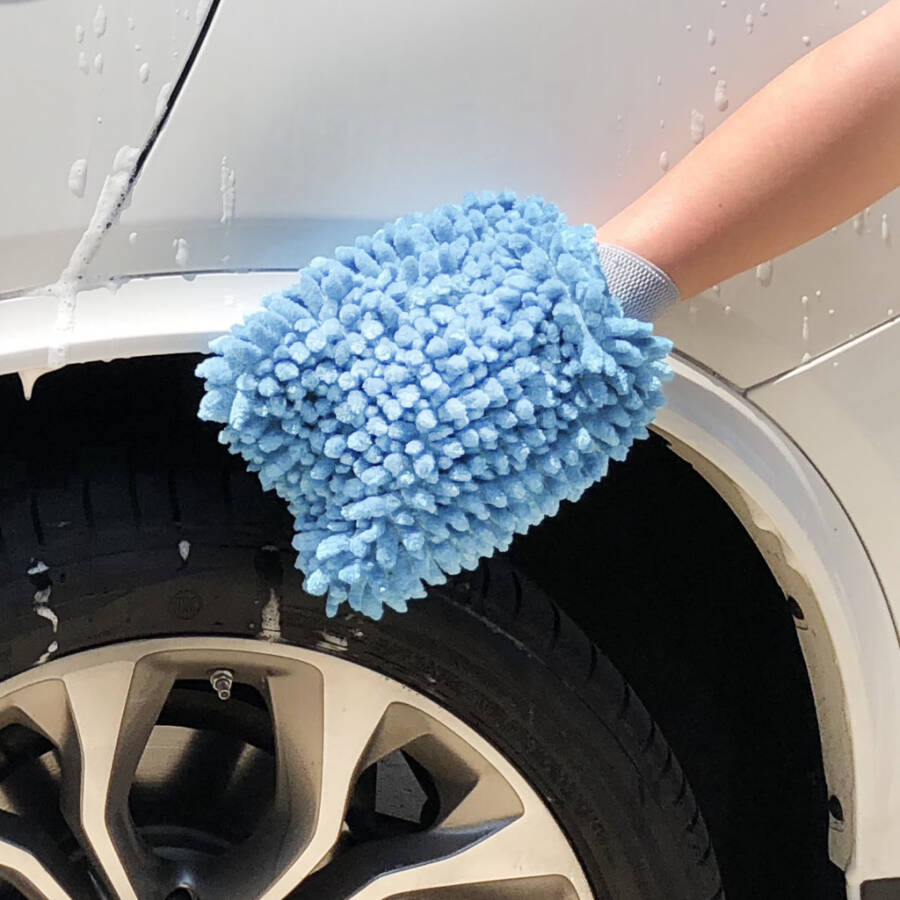 Auto Drive Car Wash Microfiber Mitt, Blue, 1 Count - 5
