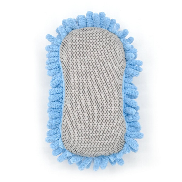 Auto Drive Car Wash Microfiber Sponge, Chenille Pile & Scrubber Back, Blue, 1 dona - 3