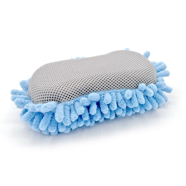 Auto Drive Car Wash Microfiber Sponge, Chenille Pile & Scrubber Back, Blue, 1 piece - 4