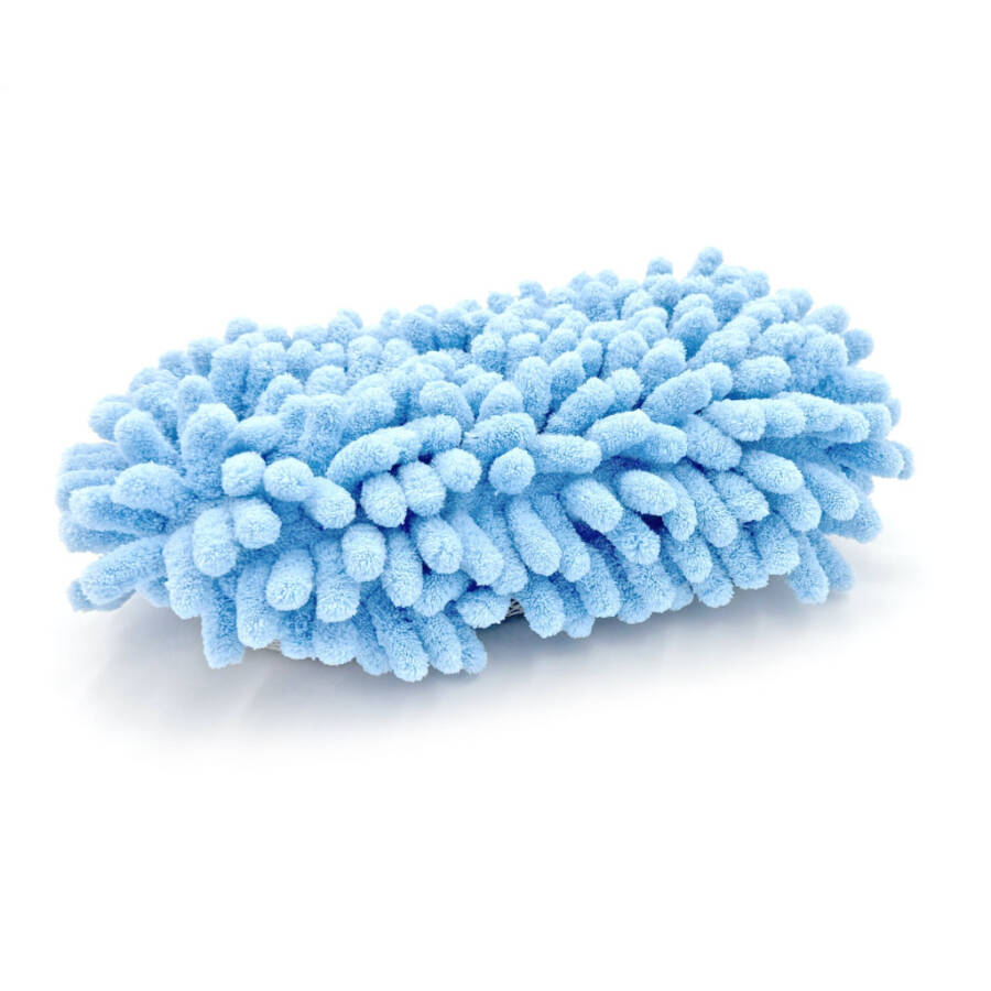 Auto Drive Car Wash Microfiber Sponge, Chenille Pile & Scrubber Back, Blue, 1 piece - 5