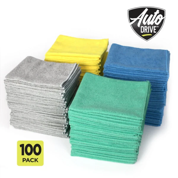 Auto Drive Multipurpose Microfiber Towels 100 Count, Assorted Colors - Modazone