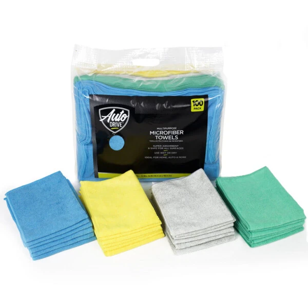 Auto Drive Multipurpose Microfiber Towels 100 Count, Assorted Colors - 10