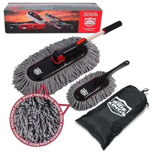 Auto Duster Extendable Handle, Car Duster Set, Scratch Remover Large and Small Brushes Remove Dust Exterior Interior of RVs and Trucks, Microfiber Auto Interior Brush, 2-Packs - Gifts for Men Women - 1