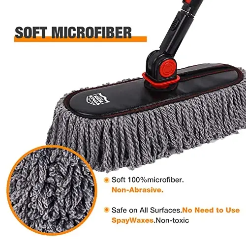 Auto Duster Extendable Handle, Car Duster Set, Scratch Remover Large and Small Brushes Remove Dust Exterior Interior of RVs and Trucks, Microfiber Auto Interior Brush, 2-Packs - Gifts for Men Women - 5