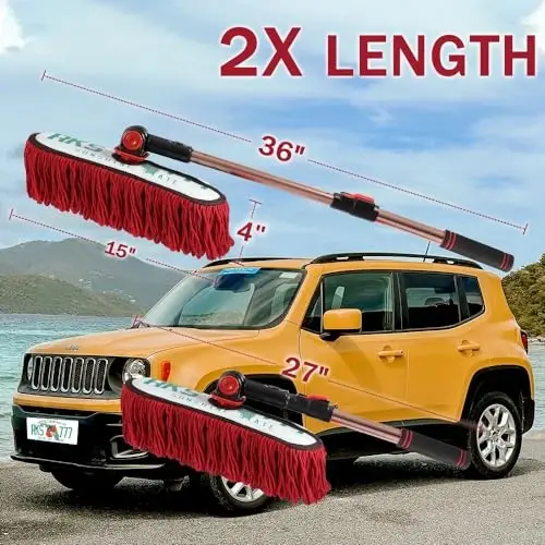 Auto Duster Extendable Handle, Car Exterior Scratch Free, Wax Cotton Hair Brush Kit for Truck SUV RV Motorcycle, Cleaning No Lint (Sunshine State Designer License Plate) - Gifts for Men Women - RIDE KINGS (1)