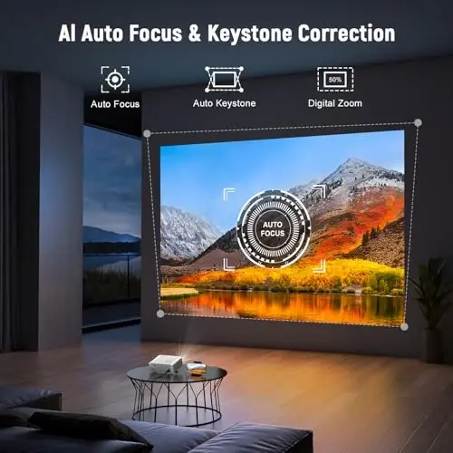[Auto Foucs] Wi-Fi va Bluetooth bilan Smart Proyektor, VISSPL 4K Video Proyektor, Avto Keystone, Uy Kino Teatri Android/iOS/Windows/TV Stick/HDMI/USB bilan mos keladi - VISSPL (1)